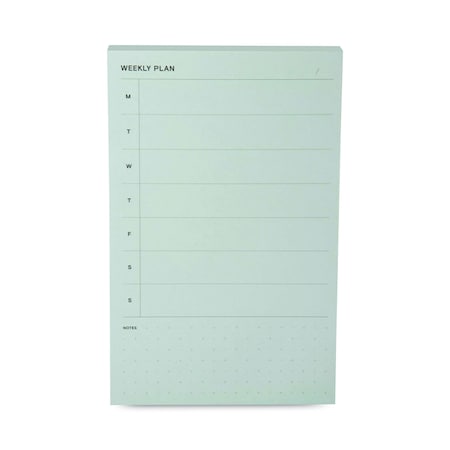 Noted By Post-It Brand Adhesive Weekly Planner Sticky-Note Pads, Weekly Planner Format, 4.9 in. x 7.7 in., Green, 100 Sheet NTD58GRN